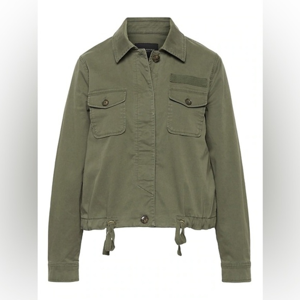 Banana Republic green cropped utility shirt jacket
